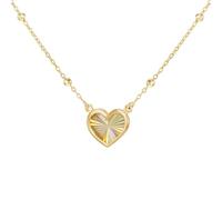 CARISSIMA pour femme Collier réglable trace et boules avec cœur arc-en-ciel en or jaune 9 carats, 43 cm/17" - 46 cm/18"