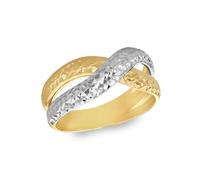 CARISSIMA pour Femmes Bague Croisée en Or Jaune 9ct à 2 Couleurs, Découpe Diamant #P