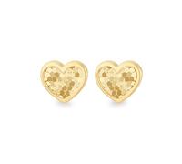 Carissima pour femmes Boucles d’oreilles puces cœur disco en or jaune 9 carats