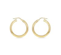 Carissima pour femmes Boucles d'oreilles créoles en Or Jaune 9ct 20mm à coupe diamant