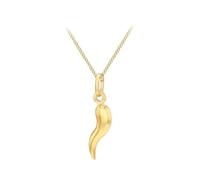 CARISSIMA pour femmes Pendentif corne en or jaune 9 carats avec chaîne gourmette 46 cm (18 pouces)