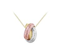 CARISSIMA pour femmes Pendentif en or jaune 9ct avec nœud coupé diamant, 3 couleurs, avec chaîne à maillons coupés diamant de 25 cm, 46 cm/18"