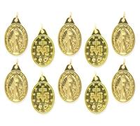 Caritas et Fides Lot de 10 médailles miraculeuses catholiques plaqué or (1 pouce) pour collier - Fabriqué en Italie, Zinc, Pas de gemme