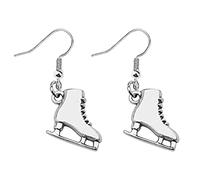 Caritierily Parure de bijoux avec boucles d'oreilles et collier pour patineur - Pendentif patin à glace - Boucles d'oreilles pendantes pour les amateurs de patinage, taille unique, Métal