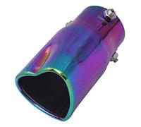 Carkio Embouts d'échappement de voiture en forme de cœur universels en acier inoxydable - Couleur arc-en-ciel - Embout d'échappement droit - Entrée de 2,48 pouces - Convient à la plupart des voitures