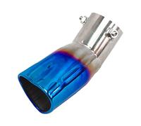 Carkio Embouts d'échappement silencieux auto embouts de silencieux en forme de cœur courbé universel acier inoxydable bleu brûlé pot d'échappement entrée 6,3 cm compatible avec la plupart des voitures