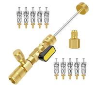 Carkio Kit d'outils d'installation de noyau de soupape, double taille 6,35 mm et 0,6 cm SAE avec 10 noyaux de valve blancs, outil de réparation CVC pour systèmes de valve Schrader R32 R410