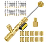 Carkio Kit d'outils d'installation de noyau de soupape, double taille 6,35 mm et 5/16" SAE avec 20 noyaux de valve et 10 écrous en laiton, outil de réparation CVC pour systèmes de valve Schrader R32