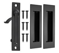 Carkio Lot de 2 poignées de porte de placard coulissantes noires et 1 poignée de porte de poche et poignée de bord, poignée de porte coulissante en acier inoxydable 304, tirette encastrée pour porte