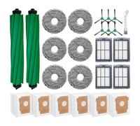 Carkio Lot de 25 pièces de rechange pour aspirateur robot Roomba Plus 405/Plus 505 (2 brosses principales, 6 sacs à poussière, 6 brosses latérales, 4 filtres, 6 serpillères, 1 brosse de nettoyage)