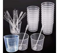 Carkio Lot de 30 Tasses à mesurer en Plastique 60 ML avec tête de cuillère 10 cm pour mélanger la Peinture, Les Taches, l'époxy, la résine