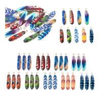 Carkio Lot de 36 breloques en alliage métallique imprimé en forme de plume de 3,8 cm - Pendentifs en forme de plumes en émail pour loisirs créatifs, bijoux, bracelets, colliers, boucles d'oreilles