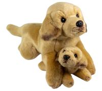 Carl Dick Labrador couché avec Un Chiot, Environ 32 cm, Peluche, Doudou 3783