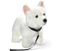 Carl Dick Peluche Berger Blanc Debout avec Laisse, env. 26 cm de Long et 22 cm de Haut, 3485