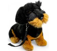 Carl Dick Teckel, Teckel à poil dur avec laisse assis noir env. 30cm 3528 Doudou, peluche, animal en peluche