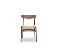 Carl Hansen & Søn Chaise CH23 - noyer verni - Abdeckplatte Walnuss - maille noire