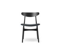 Carl Hansen & Søn Chaise CH30P - verni noir - cuir rouge/Thor 332