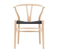 Carl Hansen & Søn Chaise Wishbone CH24 Y hêtre - hêtre savonné - maille noire