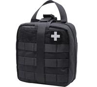 Carlebben EMT Sac à bandoulière Molle Pouch Ifak Pouch Medical First Aid Kit Utility Pouch 1000D Nylon (avec fournitures médicales), Noir , 1 Count (Pack of 1)
