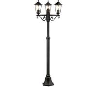 Brilliant – Lampadaire extérieur CARLEEN 3 lampes noir métal/verre 200x61 cm IP44