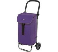 Carlett Chariot de Courses 4 Roues Pliable avec Sac Extensible et Amovible 60 L / 25 kg, Poche Arrière, Poignée Réglable, Léger et Résistant, Lite Style, Violette