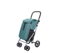 Carlett Chariot de Courses 4 Roues Pliable, Sac Amovible Grande Capacité 53 L / 15 kg et Sac Isotherme 10 L, Poignée Réglable, Frein de Sécurité, Convertible en 2 Roues, Classic Duo, Vert