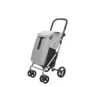 Carlett - Chariot de Courses supermarché Pliable avec 4 Roues,résistant à la Pluie, Grande capacité de 25kg,Un Sac Principal de 53L,Un Sac Thermique de 9L et Une Poche arrière-Couleur Gris