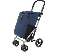 Carlett Chariot de Courses 4 Roues Pliable, Sac Amovible Grande Capacité 53 L / 15 kg et Sac Isotherme 10 L, Poignée Réglable, Frein de Sécurité, Convertible en 2 Roues, Classic Duo, Bleue