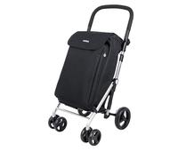Carlett - Chariot de Courses, Chariot Pliant pour Supermarché, avec 4 Roues et Une Grande Capacité 32kg, Sac Principal 58L, Sac Thermique 12L et Tissu Imperméable - Couleur Noir