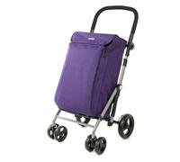 Carlett - Lite Family Lett470 | Chariot Pliant pour supermarché | 4 Roues | Guidon réglable et Frein de sécurité | Sac Extensible 58L | Sac Thermique 12L | Violet