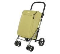 Carlett Chariot de Courses 4 Roues Pliable, Sac Amovible Grande Capacité 58 L / 32 kg et Sac Isotherme 12 L, Poignée Réglable, Frein de Sécurité, Convertible en 2 Roues, Lite Family, Verte