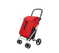 Carlett Chariot de Courses 4 Roues Pliable, Sac Amovible Grande Capacité 64 L / 32 kg et Sac Isotherme 12 L, Poignée Réglable, Frein de Sécurité, Convertible en 2 Roues, Classic Family, Rouge