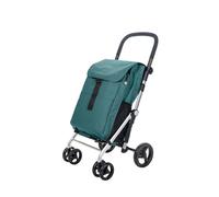 Carlett Chariot de Courses 4 Roues Pliable, Sac Amovible Grande Capacité 64 L / 32 kg et Sac Isotherme 12 L, Poignée Réglable, Frein de Sécurité, Convertible en 2 Roues, Classic Family, Verte