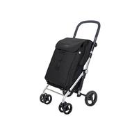 Carlett Chariot de Courses 4 Roues Pliable, Sac Amovible Grande Capacité 64 L / 32 kg et Sac Isotherme 12 L, Poignée Réglable, Frein de Sécurité, Convertible en 2 Roues, Classic Family, Noir