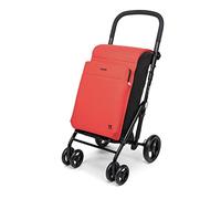 Carlett - Chariot de Courses, Chariot de supermarché Pliable avec 4 Roues, résistant à la Pluie et Une Grande capacité de 32kg, Sac Principal de 64L, glacière de 12L et Poche arrière - Couleur Orange