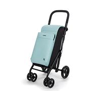 Carlett-Chariot de Courses, Chariot de supermarché Pliable avec 4 Roues, résistant à la Pluie et Une Grande capacité de 25 kg, Sac Principal 50L, Sac Thermique 10L, et Poche à l'arrière-Couleur Vert