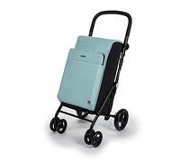 Carlett - Chariot de Courses, Chariot de supermarché Pliable avec 4 Roues, résistant à la Pluie et Une Grande capacité de 32kg, Sac Principal de 64L, glacière de 12L et Poche arrière - Couleur Vert