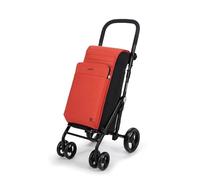 Carlett-Chariot de courses, chariot de supermarché pliable avec 4 roues, résistant à la pluie et une grande capacité de 25 kg, sac principal 50L, sac thermique 10L, et poche à l'arrière-Couleur Orange
