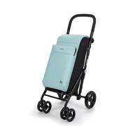 Carlett - Chariot de courses, chariot pliable pour supermarché, avec 4 roues résistantes à la pluie et une grande capacité de 25 kg, sac principal de 50 L, thermique de 10 L et poche arrière - Couleur verte.