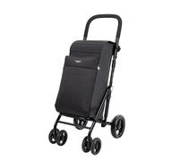 Carlett - Chariot de courses, Chariot pliable pour supermarché, avec 4 roues résistantes à la pluie et une grande capacité de 25 kg, sac principal de 36 L, isotherme de 7,5 L et poche arrière - Couleur noir.