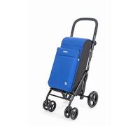 Carlett - Chariot de courses, chariot pliable pour supermarché, avec 4 roues résistantes à la pluie et une grande capacité de 25 kg, sac principal de 50 L, thermique de 10 L et poche arrière - Couleur bleu océan.