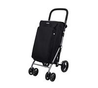 Carlett - Lite Duo Lett430 | Chariot de Courses | Chariot Pliable pour Supermarché | 4 Roues | Guidon Réglable et Frein de Sécurité | Sac Extensible 48L | Sac Isotherme 10L | Noir