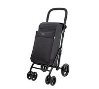 Carlett-Chariot de courses, chariot de supermarché pliable avec 4 roues, résistant à la pluie et une grande capacité de 25 kg, sac principal 50L, sac thermique 10L, et poche à l'arrière-Couleur Noir