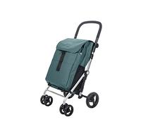 Carlett - Chariot de courses, Chariot de supermarché pliable avec 4 roues, résistant à la pluie et une grande capacité de 32kg, sac principal de 64L, glacière de 10,5L et poche arrière - Couleur Vert