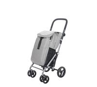 Carlett - Classic Duo | Chariot de Courses Pliable avec Crochet Gratuit | Chariot de Courses Robuste | 4 Roues | Guidon réglable avec Frein | Gris