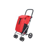 Carlett - Classic Duo Lett430 | Chariot de Courses Pliable | Chariot de supermarché à 4 Roues | Guidon réglable et Frein de sécurité | Sac Extensible 53L + Sac Isotherme 10 L | Rouge
