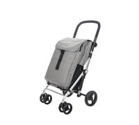 Carlett - Chariot de courses, Chariot de supermarché pliable avec 4 roues, résistant à la pluie et une grande capacité de 32kg, sac principal de 64L, glacière de 10,5L et poche arrière - Couleur Gris