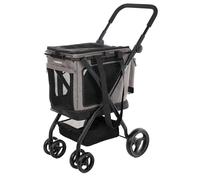 Carlett - Cube P Ice | Sac de transport 3 en 1 pour animaux | Sac de transport à roulettes | Frein de sécurité | Étanche | Compatible avec le sac de courses | Gris