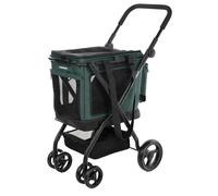 Carlett - Cube P Pine | Sac de Transport 3 en 1 pour Animaux | Sac de Transport à roulettes | Frein de sécurité | Tissu imperméable | Peut être combiné avec Un Sac de Courses | Vert foncé