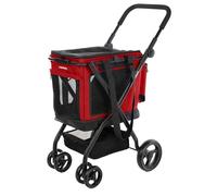 Carlett - Cube P Ruby | Sac de Transport 3 en 1 pour Animaux | Sac de Transport à roulettes | Frein de sécurité | Étanche | Compatible avec Le Sac de Courses | Rouge